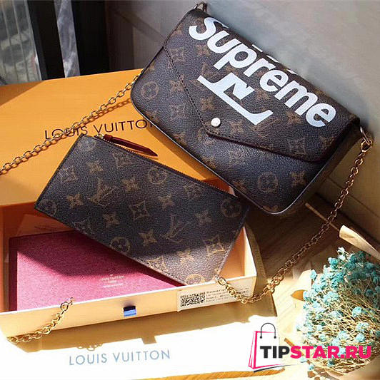 LV supreme monogram canvas wallet clutch bag 61276 - 1