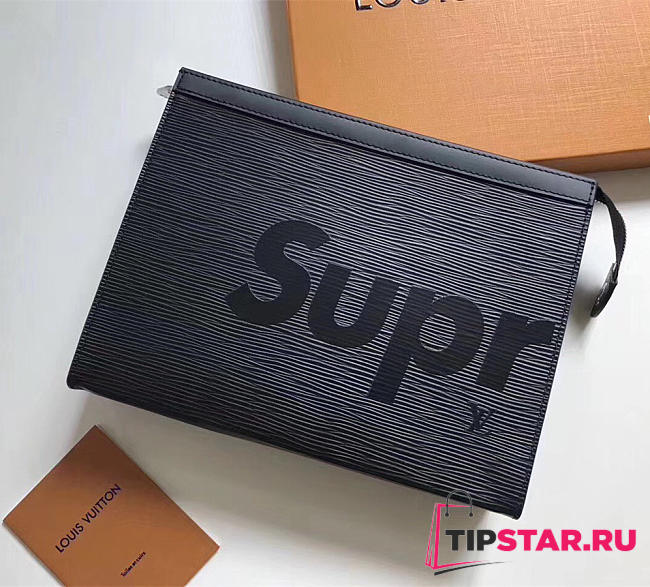 louis vuitton supreme clutch black bag m41366  - 1