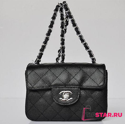 Chanel Caviar Leather Flap Bag With Silver Hardware Black  - 1