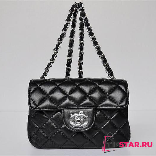 Chanel Lambskin Leather Flap Bag With Silver Hardware Black  - 1