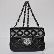 Chanel Lambskin Leather Flap Bag With Silver Hardware Black  - 1