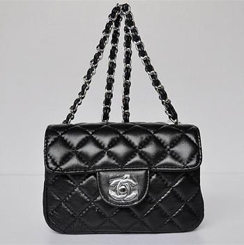 Chanel Lambskin Leather Flap Bag With Silver Hardware Black 