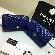 Chanel Lambskin Leather Flap Bag Gold/Silver Blue 25cm - 1