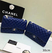 Chanel Lambskin Leather Flap Bag Gold/Silver Blue 30cm - 1