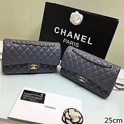 Chanel Lambskin Leather Flap Bag Gold/Silver Grey 25cm - 1