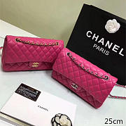 Chanel Lambskin Leather Flap Bag Gold/Silver Rose Red 25cm - 1