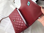 Chanel Flap Bag With Top Handle Wine Red  - 2