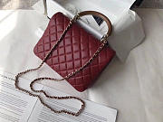 Chanel Flap Bag With Top Handle Wine Red  - 3