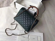 Chanel Flap Bag With Top Handle Dark Green  - 5