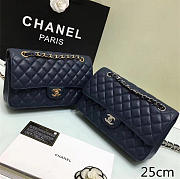 Chanel Calfskin Leather Flap Bag Gold/Silver Royal Blue 25cm - 1