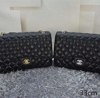 Chanel Caviar Leather Flap Bag With Gold/Silver Hardware Black 33cm