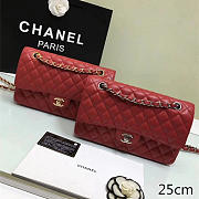 Chanel Calfskin Leather Flap Bag Gold Red 25cm - 1