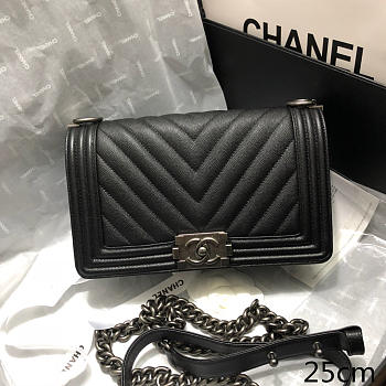 Chanel Original Quality Large V Fine Ball Black Silver Hardware 67086