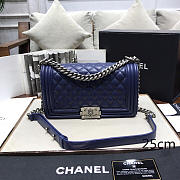 Chanel Sheepskin Classic Diamond Hot Mom Burst Dark Blue Silver Hardware A67086 - 1