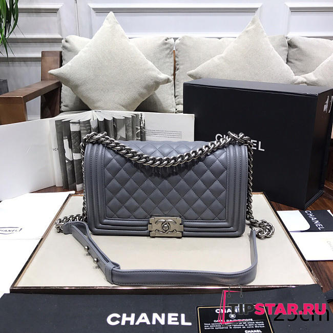 Chanel Sheepskin Classic Diamond Hot Mama Burst Grey Silver Hardware A67086 - 1