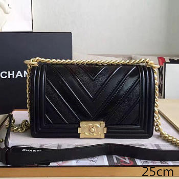 Chanel Chevron Quilted Medium Boy Bag Black A67086 VS00849