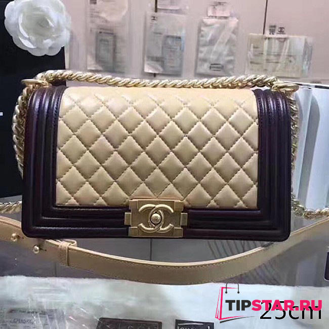 Chanel Beige Quilted Lambskin Medium Boy Bag A67086 VS04771 - 1