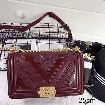 Chanel Chevron Quilted Medium Boy Bag Burgundy A67086 VS06664