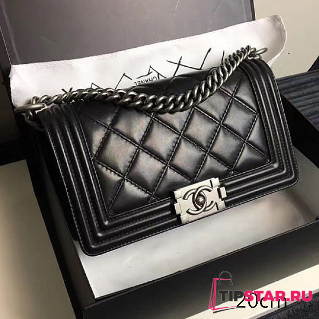 Chanel Quilted Calfskin Large Boy Bag Black A14042 VS02171 - 1