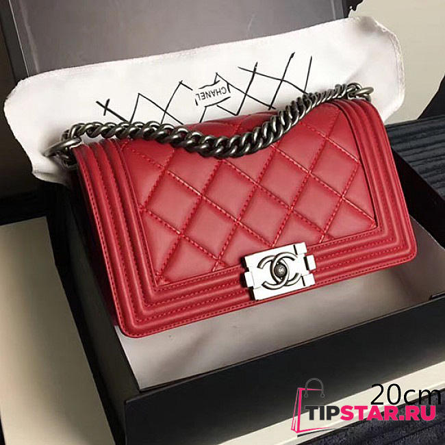 Chanel Caviar Quilted Calfskin Large Boy Bag Red A14042 VS09730 - 1