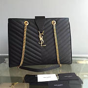 YSL Classic Shopper Grained Calfskin Gold Black - 1