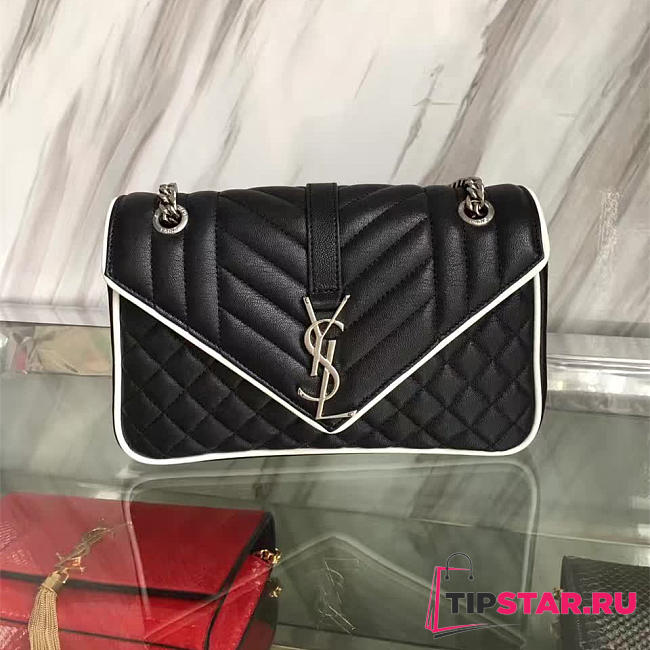 YSL Envelop Satchel Black And White 4814 - 1