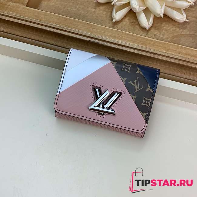 LV Twist Short Wallet Pink Leather Embossing (Pink) - 1