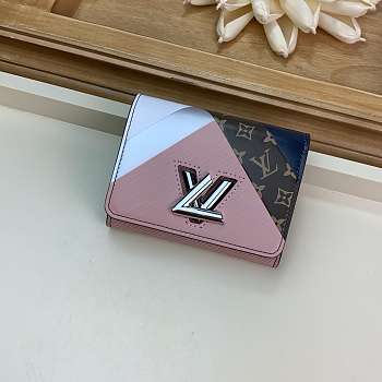 LV Twist Short Wallet Pink Leather Embossing (Pink)