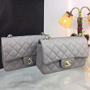 Chanel Classic Flap Bag Grey Caviar Leather Sliver&Gold Hardware 20cm Gray - 1