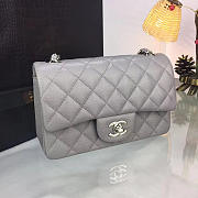 Chanel Classic Flap Bag Grey Caviar Leather Sliver&Gold Hardware 20cm Gray - 5