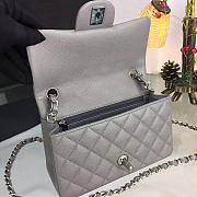 Chanel Classic Flap Bag Grey Caviar Leather Sliver&Gold Hardware 20cm Gray - 3
