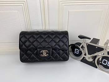 Chanel Caviar Lambskin Leather Flap Bag Black Gold/Silver 20cm