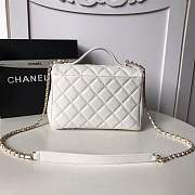Chanel Flap Bag With Top Handle Grained Calfskin & Gold-Tone Metal White - 5