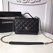 Chanel Flap Bag With Top Handle Grained Calfskin & Gold-Tone Metal Black - 1