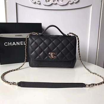 Chanel Flap Bag With Top Handle Grained Calfskin & Gold-Tone Metal Black