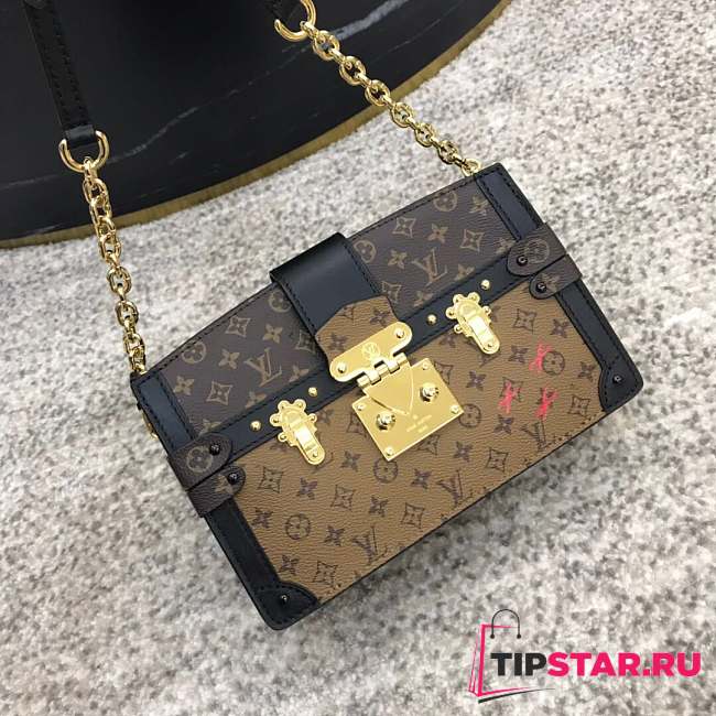 lv trunk clutch canvas printing handbag - 1