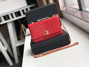 Chanel Lamb Skin V-Type Chain Bag Red - 1