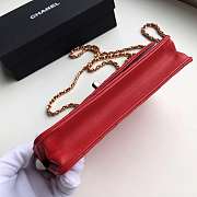 Chanel Lamb Skin V-Type Chain Bag Red - 6