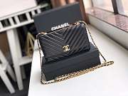 Chanel Lamb Skin V-Type Chain Bag Black - 1