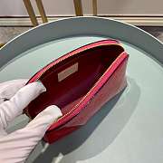 LV Rose Red Cosmetic Bag Embossed Leather - 3