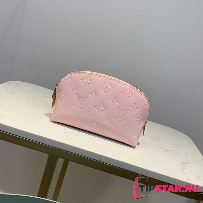 LV Pink Cosmetic Bag Embossed Leather - 1