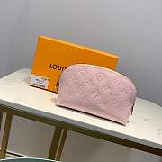 LV Pink Cosmetic Bag Embossed Leather - 3