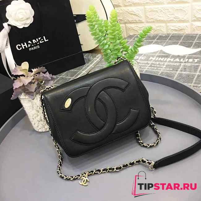 Chanel New Sheepskin Small Square Bag Black - 1