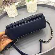 Chanel New Sheepskin Small Square Bag Dark Blue - 3