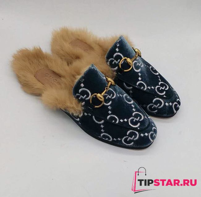 GUCCI Rabbit Fur Flat Slippers - 1