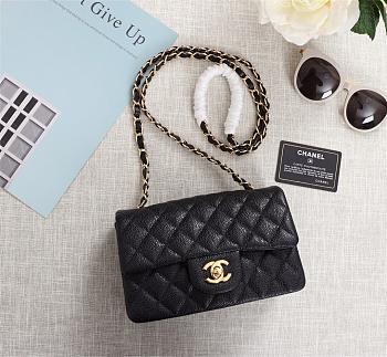Chanel Caviar Lambskin Leather Flap Bag Black Gold 20