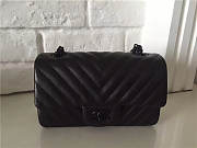 CHANEL lambskin chevron quilted 20cm flap black bag - 1
