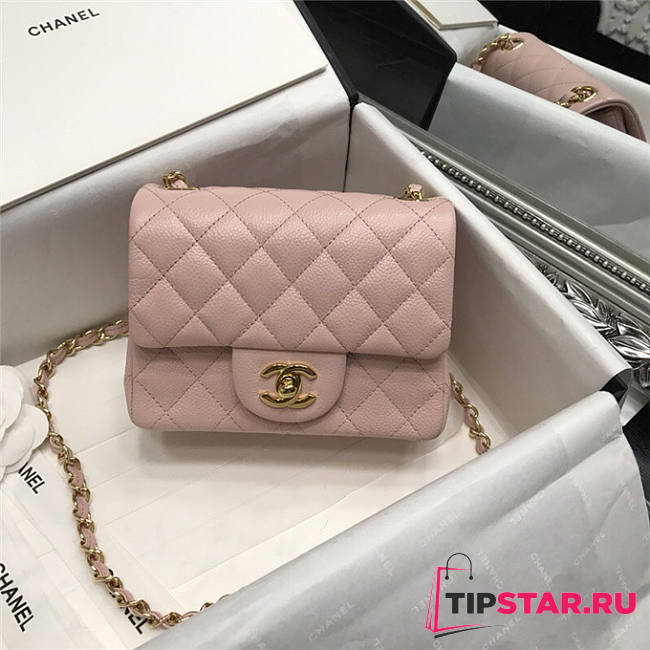 CHANAL Caviar Classic Flap Handbag Pink Gold 17cm - 1