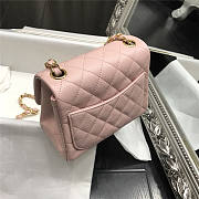 CHANAL Caviar Classic Flap Handbag Pink Gold 17cm - 2