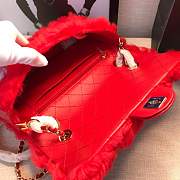 CHANEL new style lamb hair flip bag red - 2